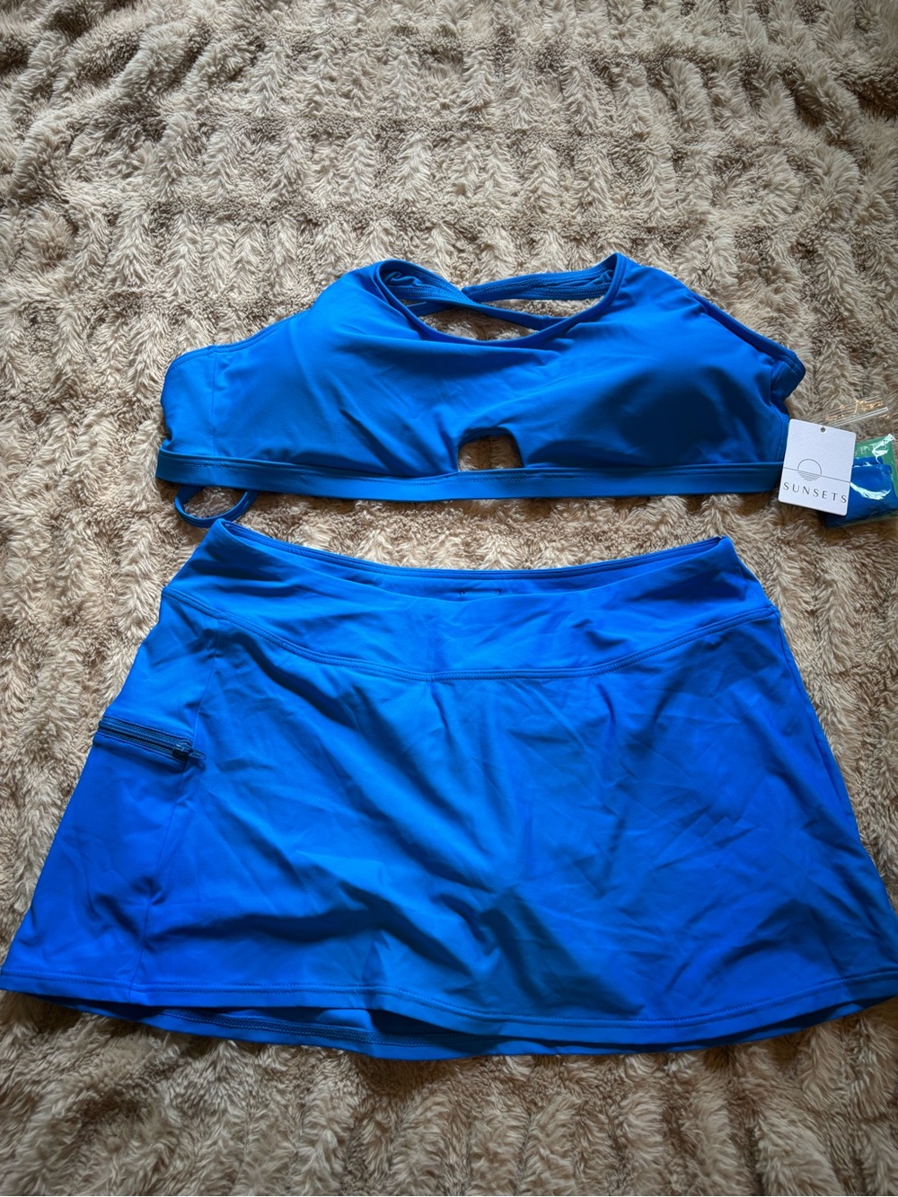 Sunsets Women's Royal Blue Athletic Swim Top & Skort Set